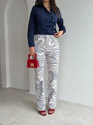 HİLDA Desenli Jean 4313 - Beyaz - 2