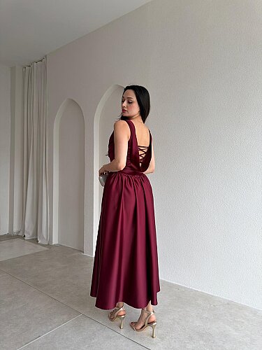 HİPATİA Maxi Elbise 5090 - Bordo - 3
