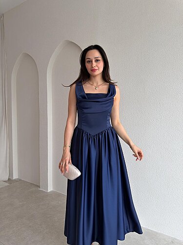 HİPATİA Maxi Elbise 5090 - Lacivert - 2