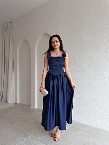 HİPATİA Maxi Elbise 5090 - Lacivert 