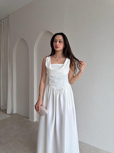 HİPATİA Maxi Elbise 5090 - Beyaz - 2