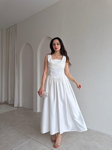 HİPATİA Maxi Elbise 5090 - Beyaz - 1