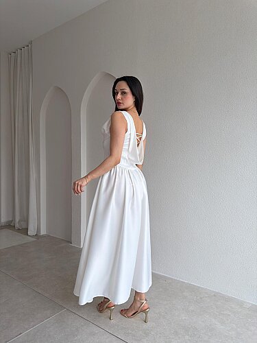 HİPATİA Maxi Elbise 5090 - Beyaz - 3