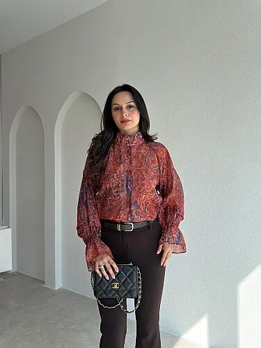 HOLA Desenli Gömlek 4338 - Kiremit - Mooi Butik