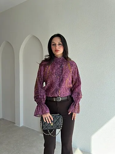 HOLA Desenli Gömlek 4338 - Mor - Mooi Butik