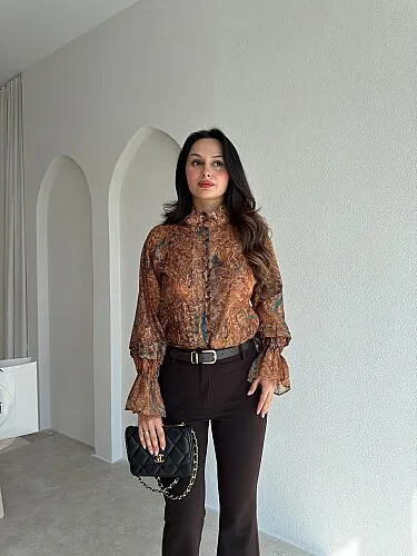 HOLA Desenli Gömlek 4338 - Vizon - Mooi Butik