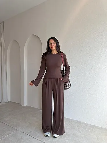 HONEY Takım 5899 - Kahverengi - Mooi Butik