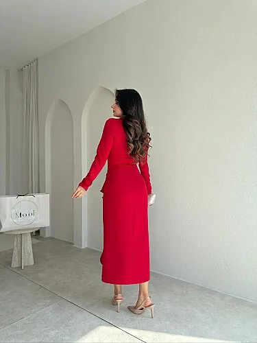HOWSER Midi Elbise 4324 - Kırmızı - 3