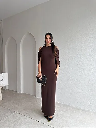 HUDSON Maxi Elbise 4328 - Acı Kahve - Mooi Butik