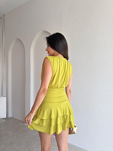 İBBİE Mini Elbise 3033 - Yağ Yeşili - 2