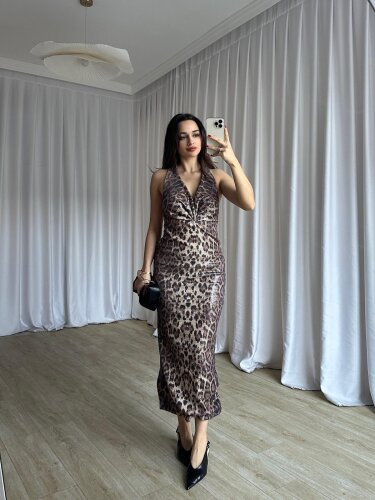 İRİNA Payetli Midi Elbise 8699 - Leopar · 3