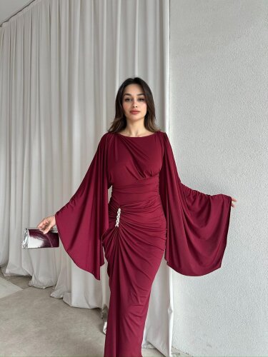ISABEL Maxi Elbise 8755 - Bordo 