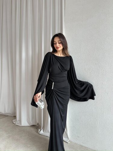 ISABEL Maxi Elbise 8755 - Siyah 