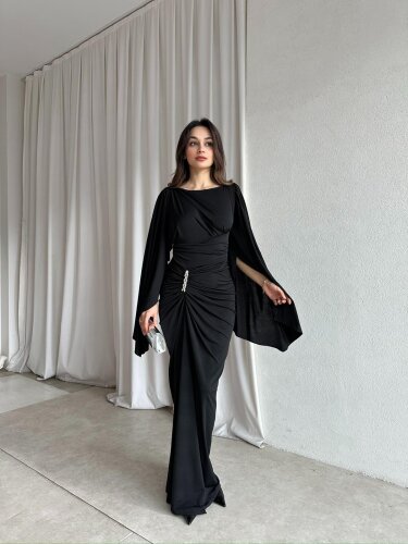 ISABEL Maxi Elbise 8755 - Siyah - 3