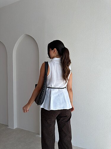 İVAN Kemerli Bluz 4191 - Beyaz - 2