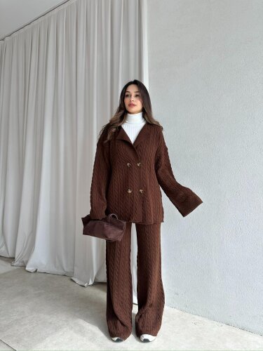 JANİE Triko Takım 8475 - Acı Kahve - 4