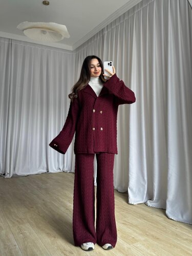 JANİE Triko Takım 8475 - Bordo - 1