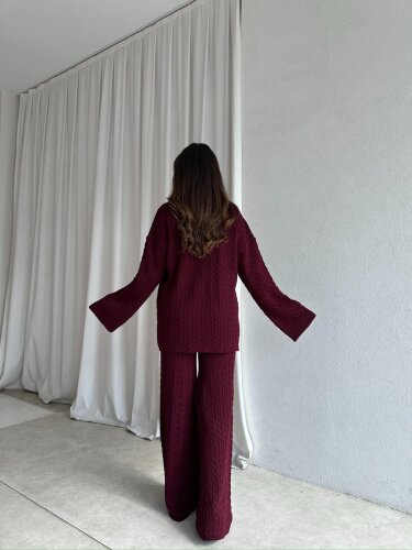 JANİE Triko Takım 8475 - Bordo - 2