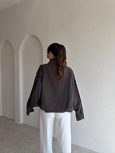 JASİE İşleme Detaylı Ceket 4131 - Acı Kahve - 2