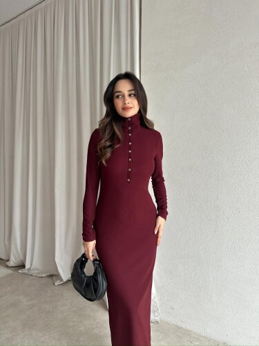 JERF Midi Elbise 8782 - Bordo 
