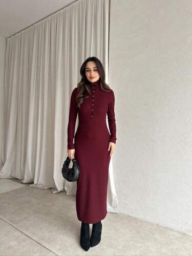 JERF Midi Elbise 8782 - Bordo - 2
