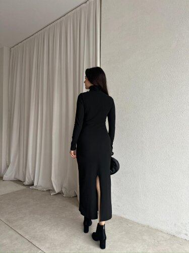  JERF Midi Elbise 8782 - Siyah - 4