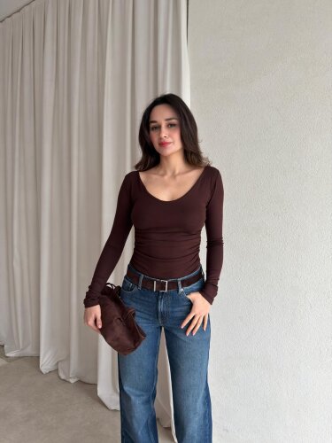 JESSİE Bodysuit 8861 - Acı Kahve - 1