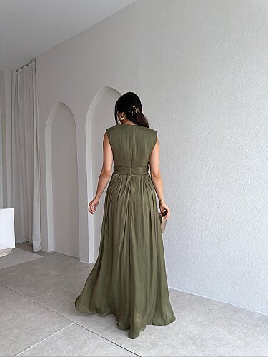 JİVA Maxi Elbise 3049 - Haki - 2