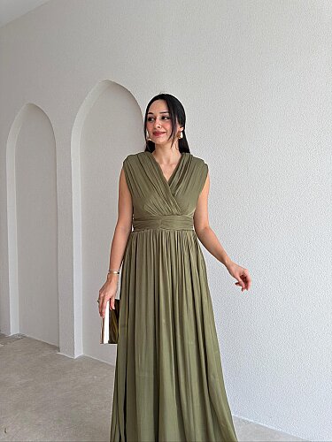 JİVA Maxi Elbise 3049 - Haki - 3
