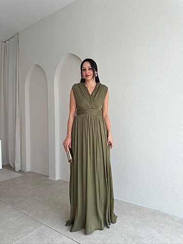 JİVA Maxi Elbise 3049 - Haki 