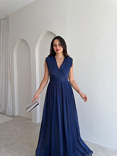 JİVA Maxi Elbise 3049 - Lacivert - 2