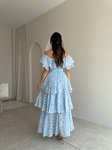 JODIE Düşük Omuzlu Elbise 8970 - Bebe Mavi - 3