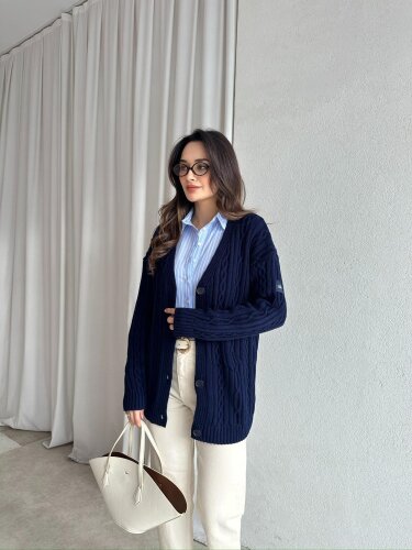 JOHN Triko Hırka 8247 - Lacivert - Mooi Butik
