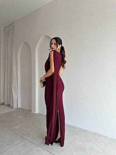  JOLENTA Maxi Elbise 4156 - Bordo - 2