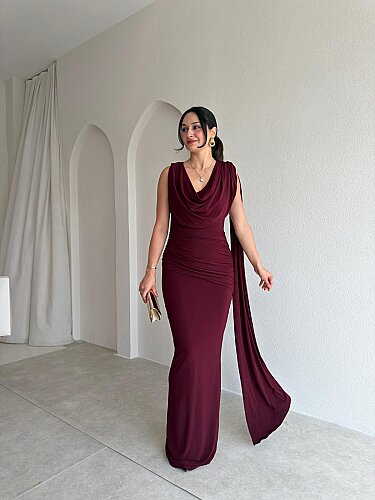  JOLENTA Maxi Elbise 4156 - Bordo - 1
