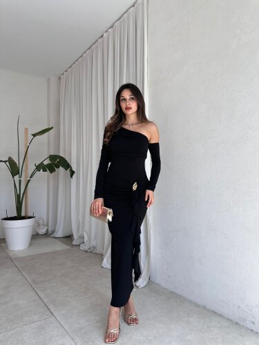 KANTE Maxi Elbise 8207 - Siyah - Mooi Butik