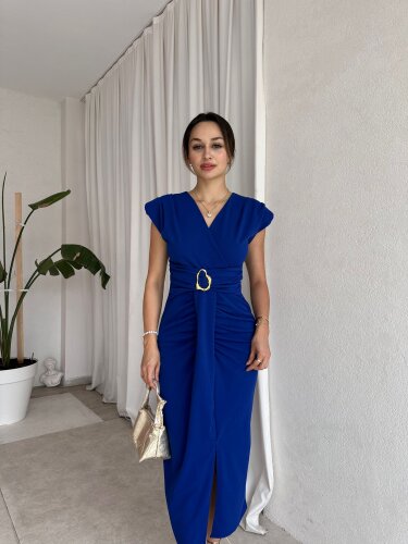 KENWAY Midi Elbise 8283 - Saks Mavisi - 2