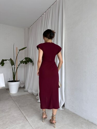 KENWAY Midi Elbise 8283 - Bordo - 3