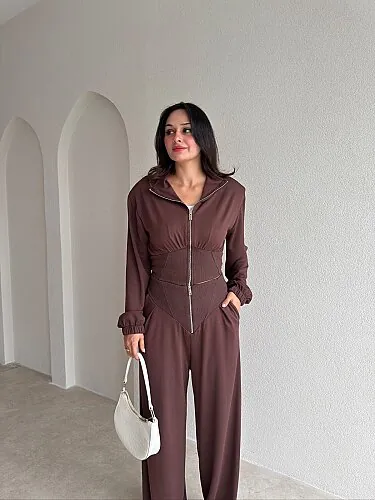 KENZİE Fermuarlı Takım 4316 - Acı Kahve - 2