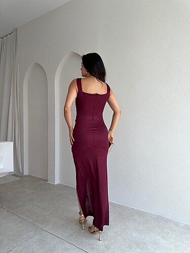 LANEY Maxi Elbise 3000 - Bordo - 3