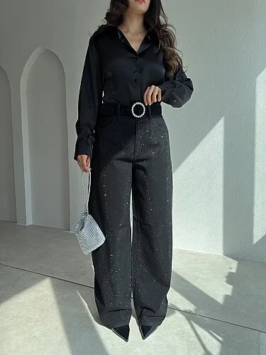LAREN Taşlı Jean 4321 - Siyah - 2
