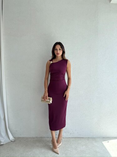 LAVENDER Maxi Elbise 9463 - Mürdüm 
