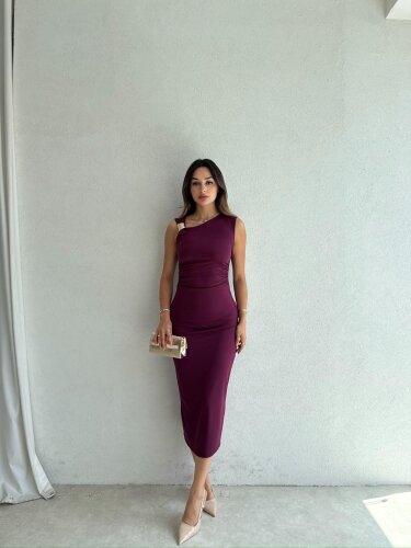 LAVENDER Maxi Elbise 9463 - Mürdüm - 2