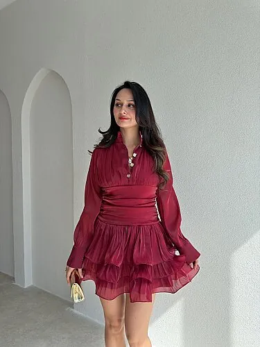LAWİRA Mini Elbise 8260 - Bordo - 1