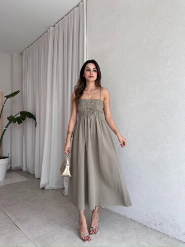 LAWRENCE Midi Elbise 8859 - Haki - 1