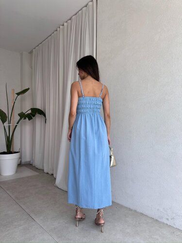 LAWRENCE Midi Elbise 8859 - Mavi - 3