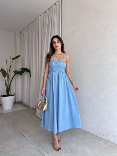 LAWRENCE Midi Elbise 8859 - Mavi - 1