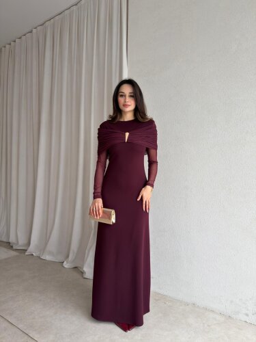 LENORA Maxi Elbise 4795 - Bordo 