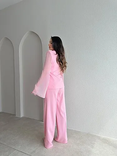 LİAM Tül Kol Detaylı Takım 4184 - Pembe - 3
