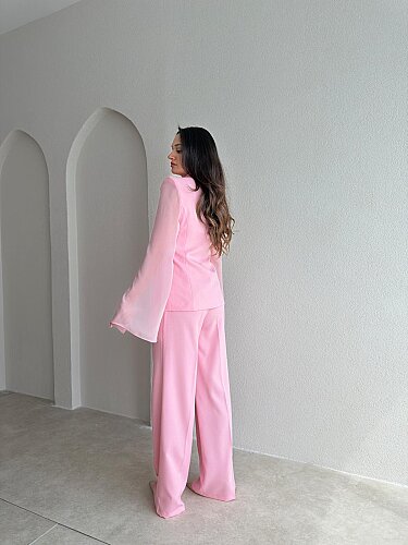 LİAM Tül Kol Detaylı Takım 4184 - Pembe - 3